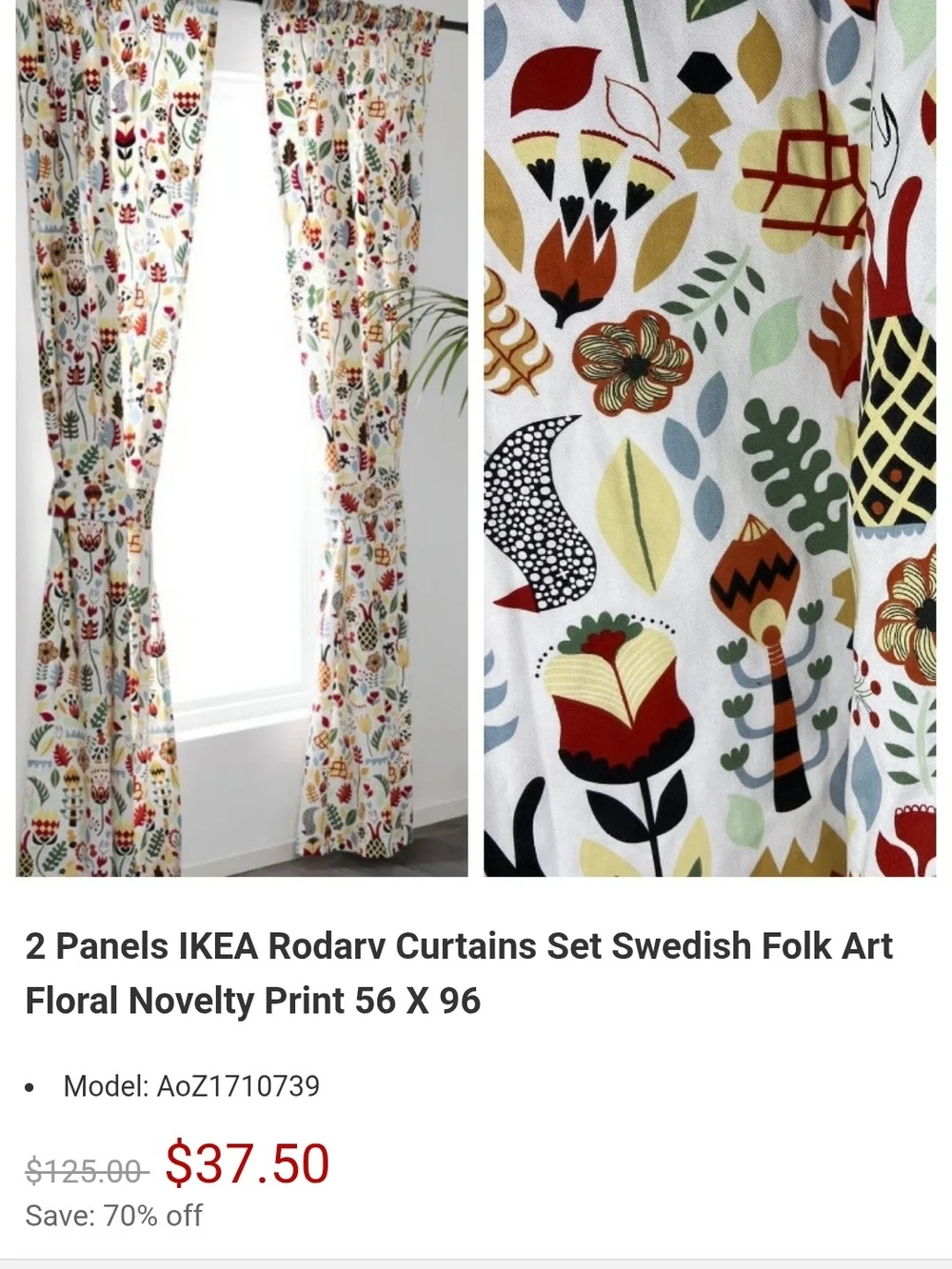 Bundle Of MatchingEmbroidered Floral Throw Pillow Cover And Curtain - Multicolor